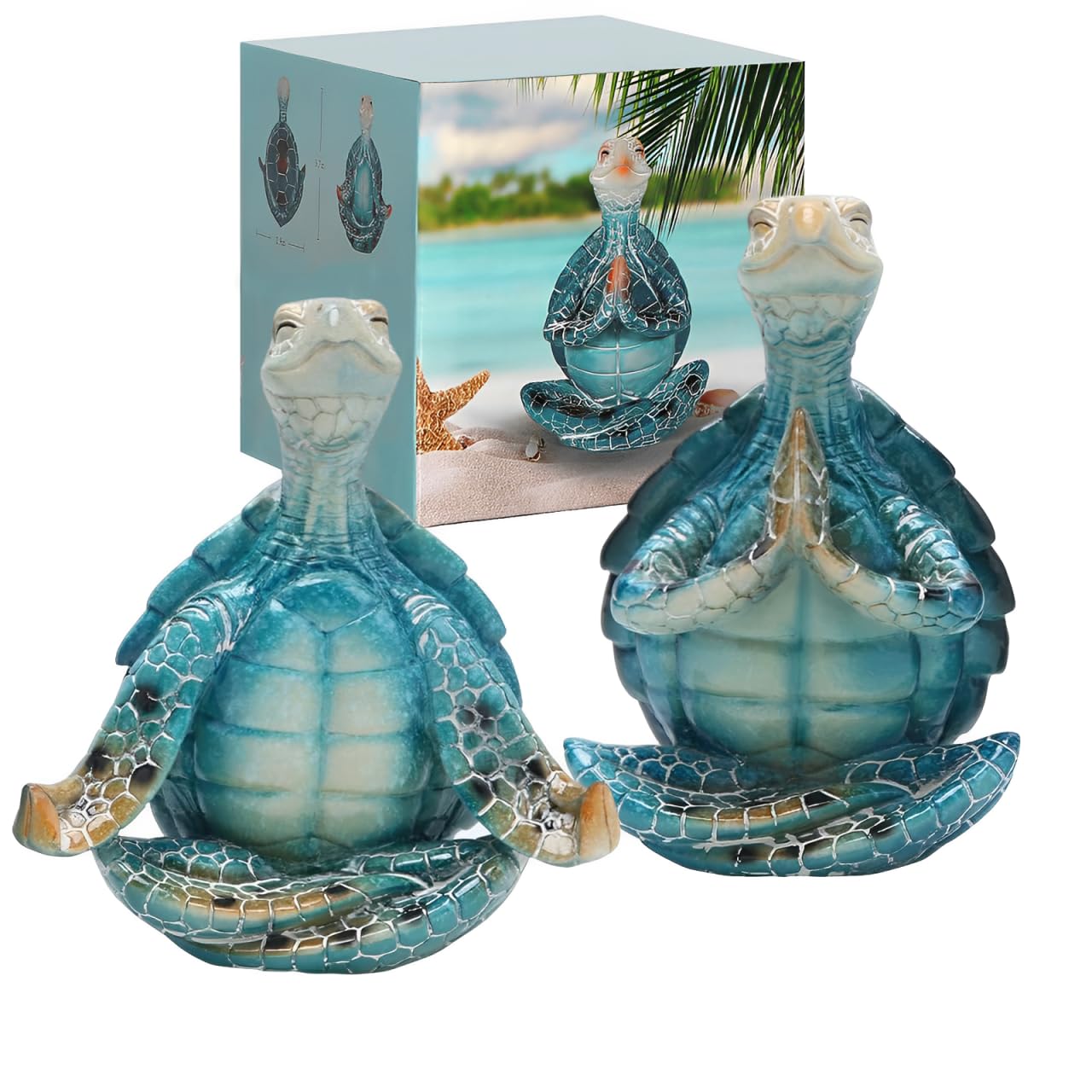 Sea Turtle Meditation Yoga Decor, Coastal Beach Decorations, Spring Garden Crafts, Zen Resin Statue for Home Office