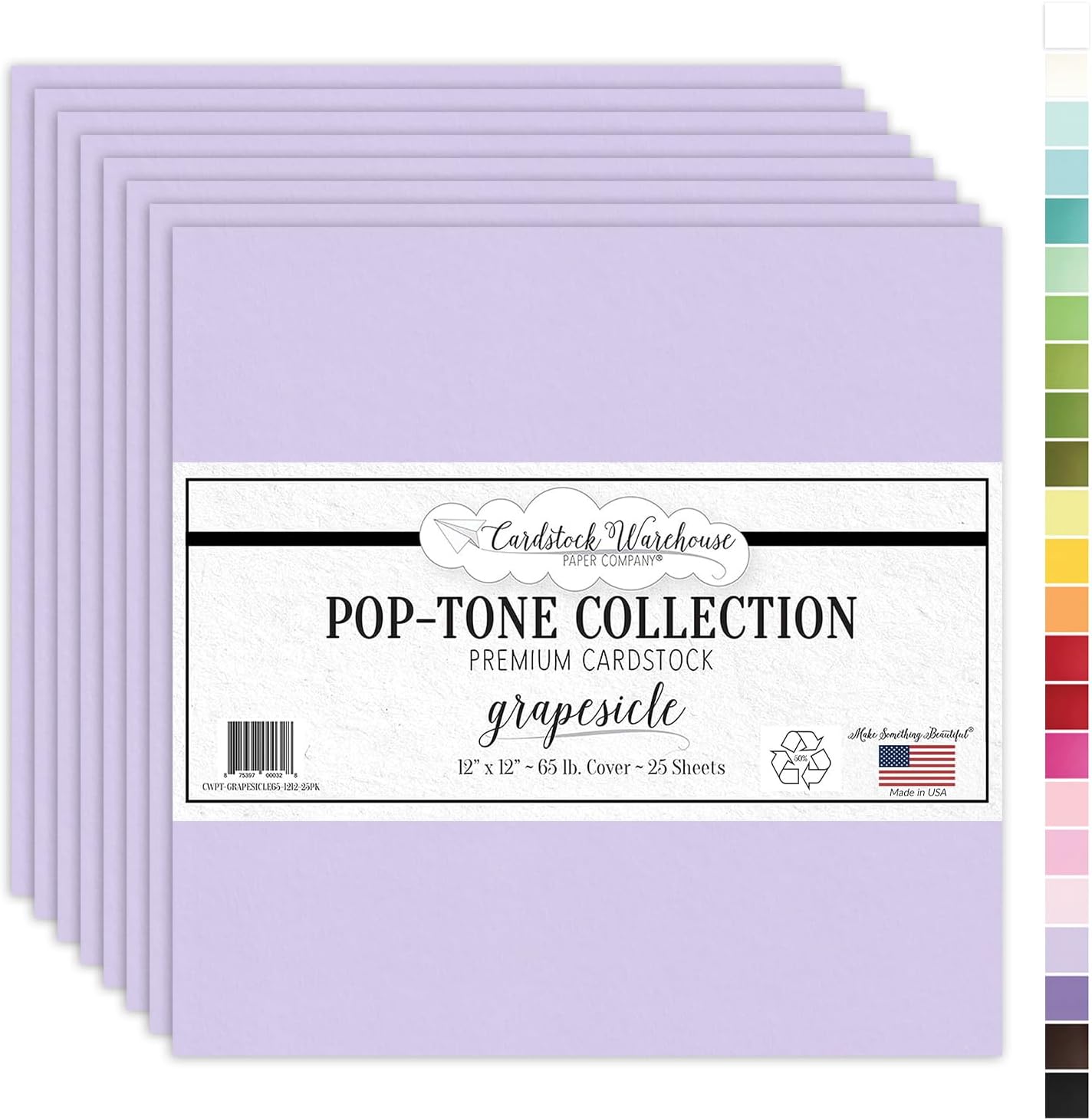 - Cardstock Warehouse Pop-Tone Grapesicle Light Purple/Lavender Cardstock Paper – 25 Sheets 12 x 12" - 65 lb /175 GSM Premium Purple Card Stock for Die-cutting, Scrapbooking, Card Making & DIY Projects