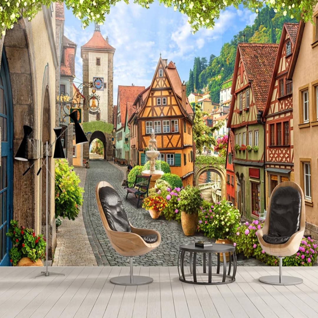 Mural tapeta 3D Europa miasto widok ulicy mural salon dom sztuka dekoracyjna na ścianę