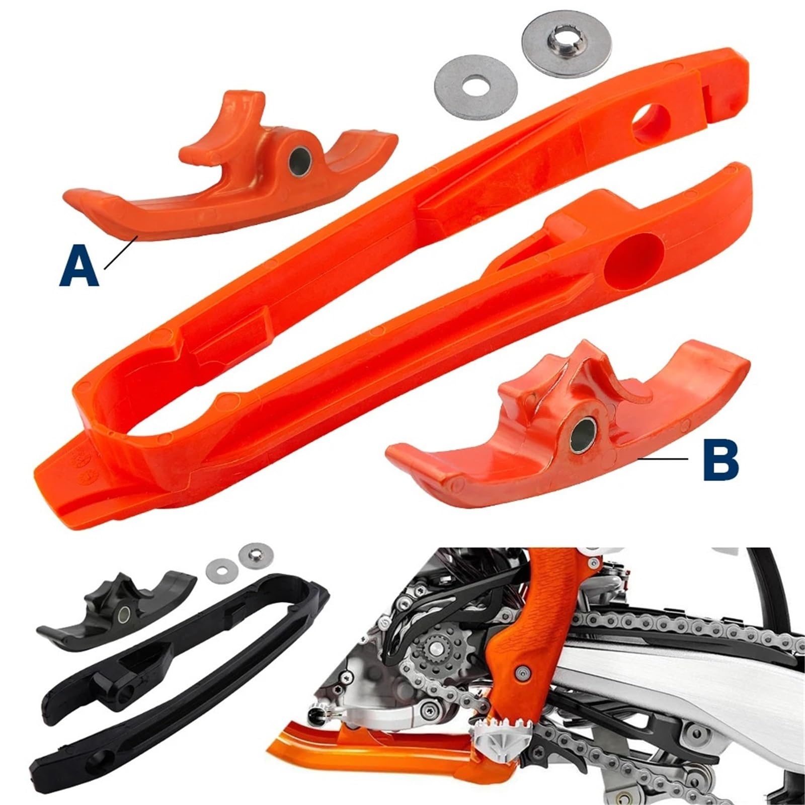 ochraniacz wahacza Pasuje do 125 SX XC 2012-22 250 350 450 2011-22 450SMR 2014-22 łańcuch motocyklowy suwak ochrona wahacza(Orange Set A)
