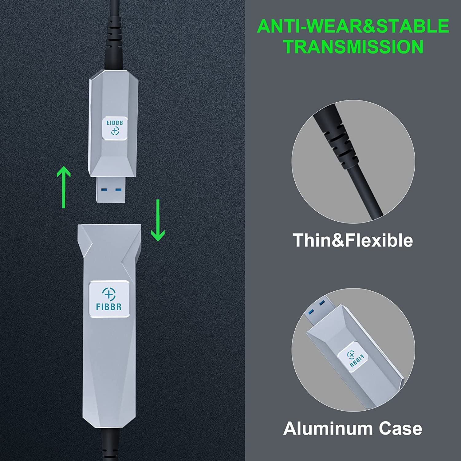 FIBBR USB A a A Attivo Prolungamento Cavo 10M, 5Gbps Cavo in Fibra USB 3.2 Gen 1 con Interfaccia di Ricarica USB 2.0, Lunga Distanza Trasmissione Ideale per Stampanti, Scanner, Machine Vision Sistemi