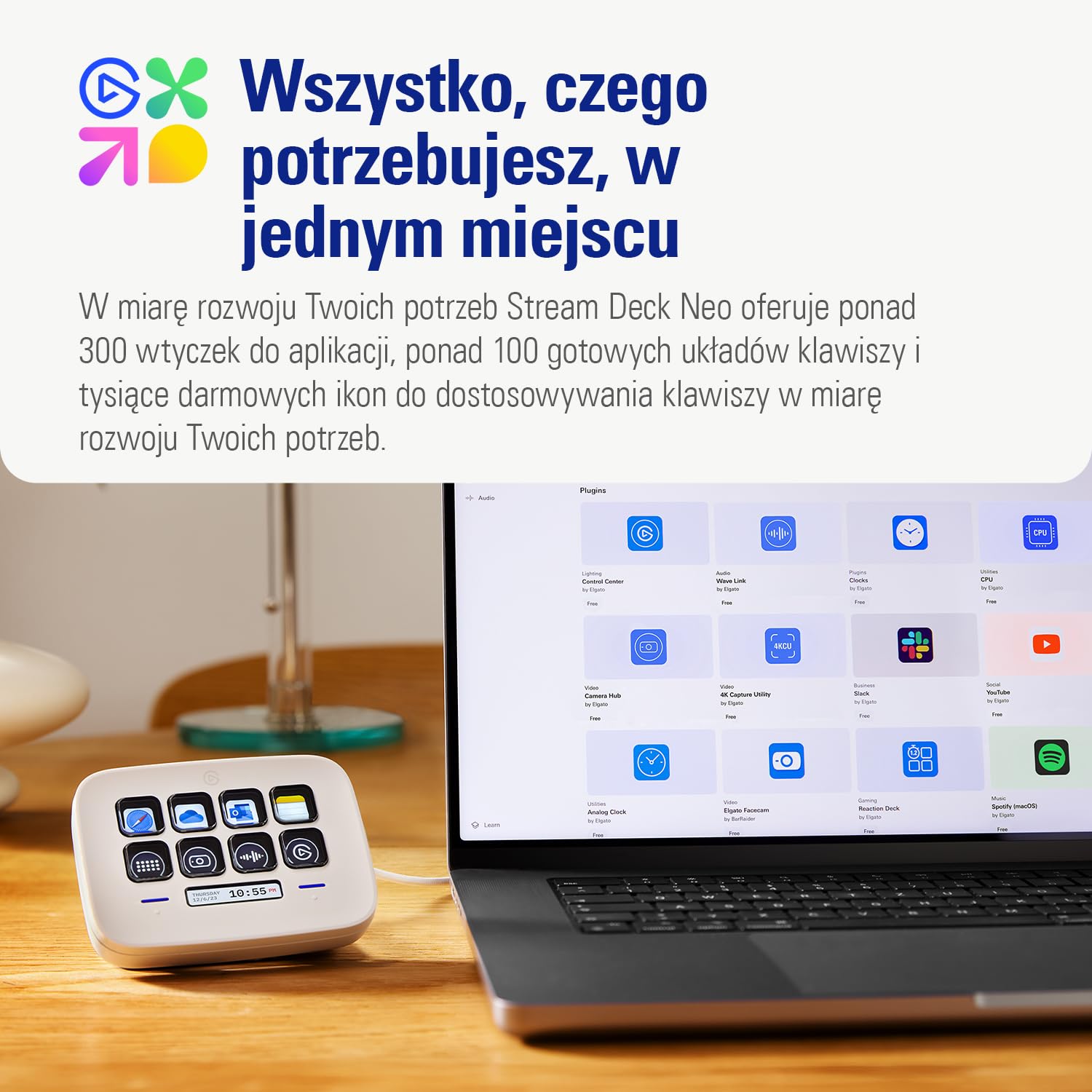 Elgato Stream Deck Neo, 8 konfigurowalnych klawiszy | 2x Touch Points, szybkie zadania - Word, Excel, PowerPoint, Teams, Zoom, Spotify, Mac i PC