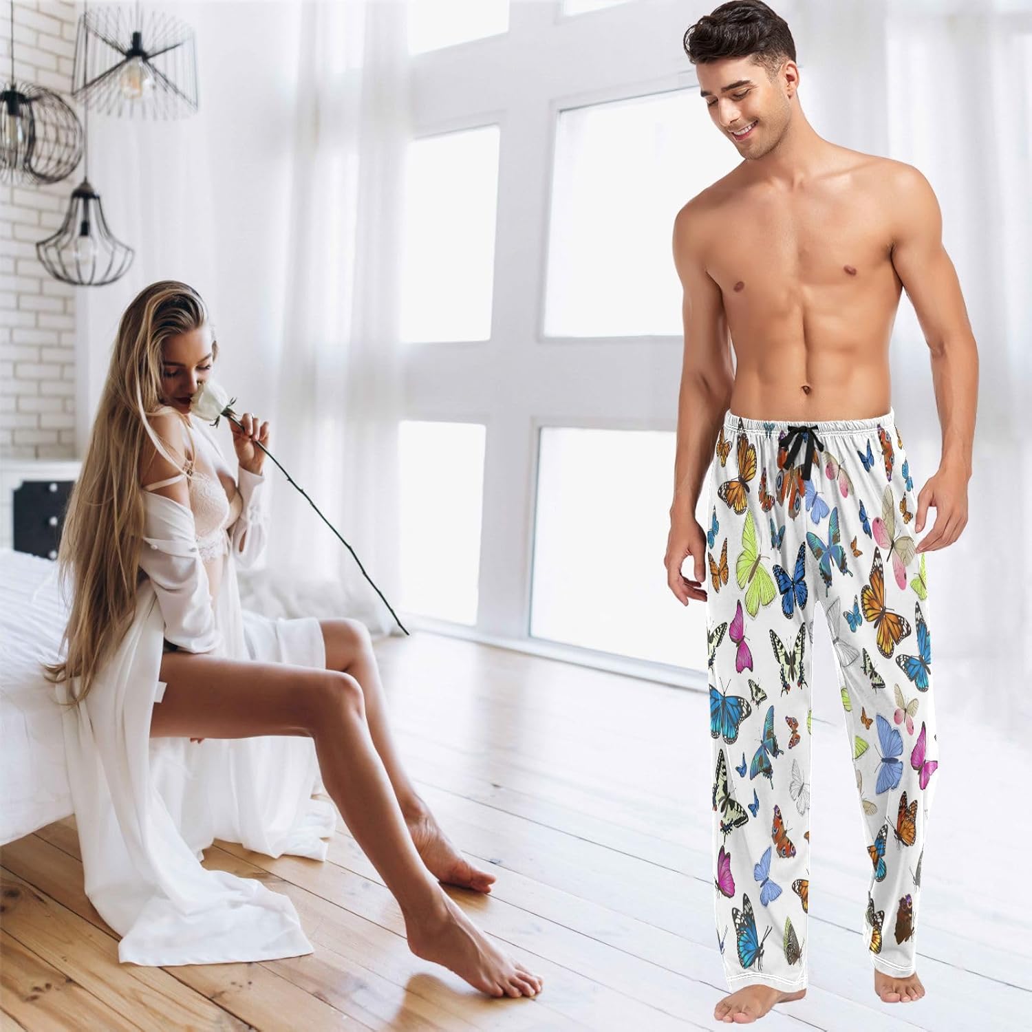 visesunny Mens PJ Pajama Pants Bottoms Cotton Soft Lounge Pants Sleepwear PJs with Pockets - Image 3