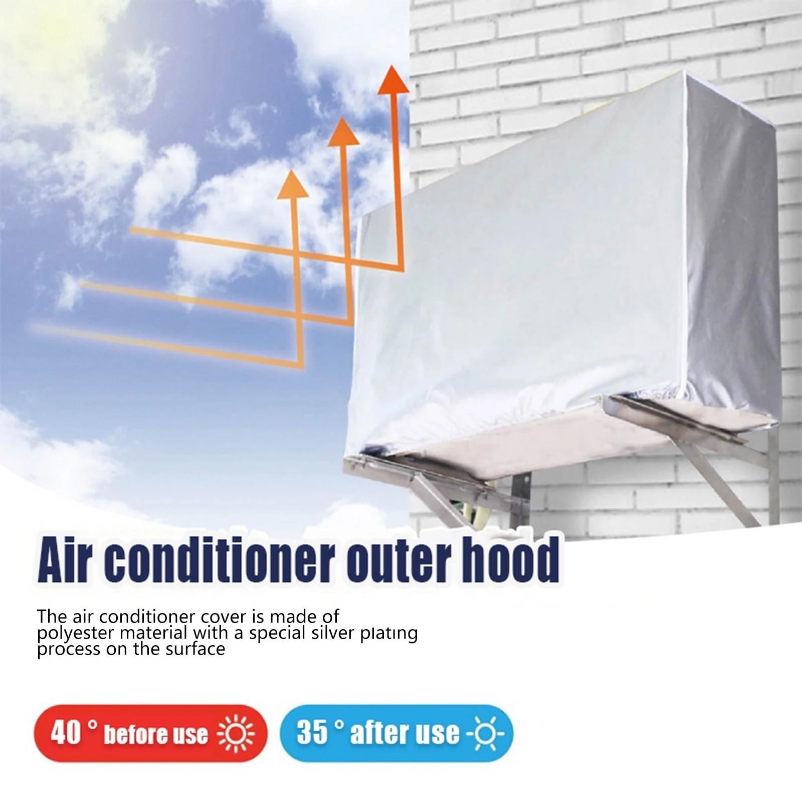 Coperture per condizionatori da esterno, Copertura for condizionatore d'aria in tessuto Oxford bianco argento, dimensioni multiple(80x30x57cm)