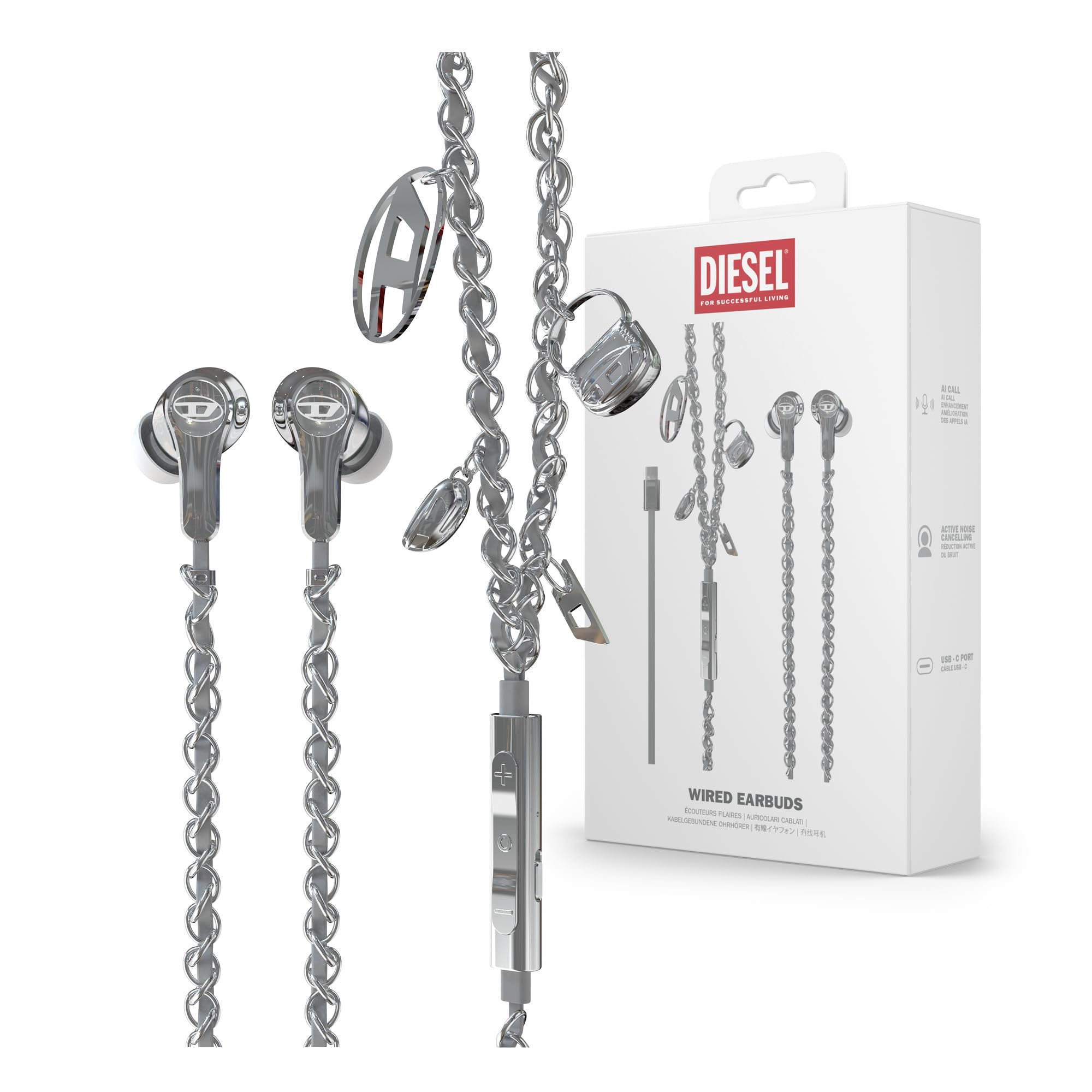 新品 未開封 DIESEL 有線 イヤホン 60458 Wired Wired Earbuds with USB-C in Silver | Diesel® US