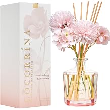 COCORR NA Reed Diffuser - Sandalwood Rose 8.5oz Flower Reed Diffuser Set with 8 Sticks Home Fragrance Reed Diffuser for Home Bedroom Office Bathroom Shelf Decoration Master Collection