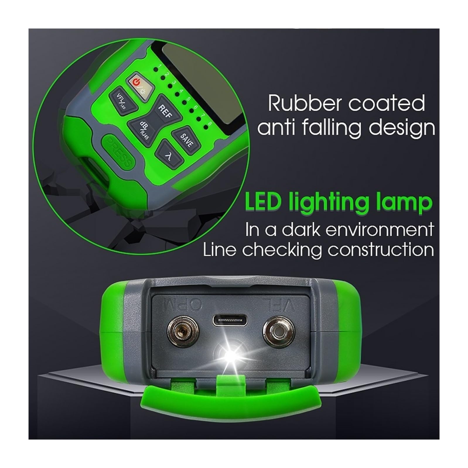 Tester per cavi in ​​fibra, Tester for cavi di rete in fibra | Con multifunzione 4 in 1, misuratore di potenza ottica AUA MC70 -70~+10dBm, localizzatore visivo di guasti, 1-50MW VFL FTTH.