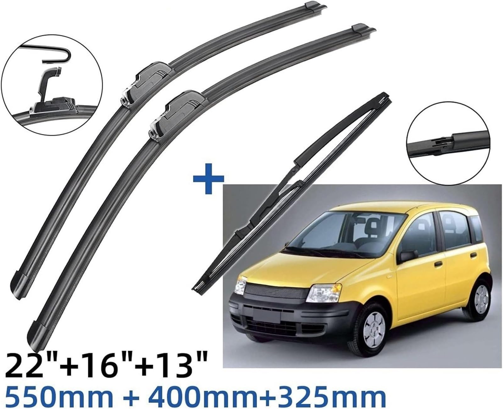 Juego de limpiaparabrisas Escobilla para limpiaparabrisas delantero y trasero para Fiat para Panda, accesorios para limpiaparabrisas.
