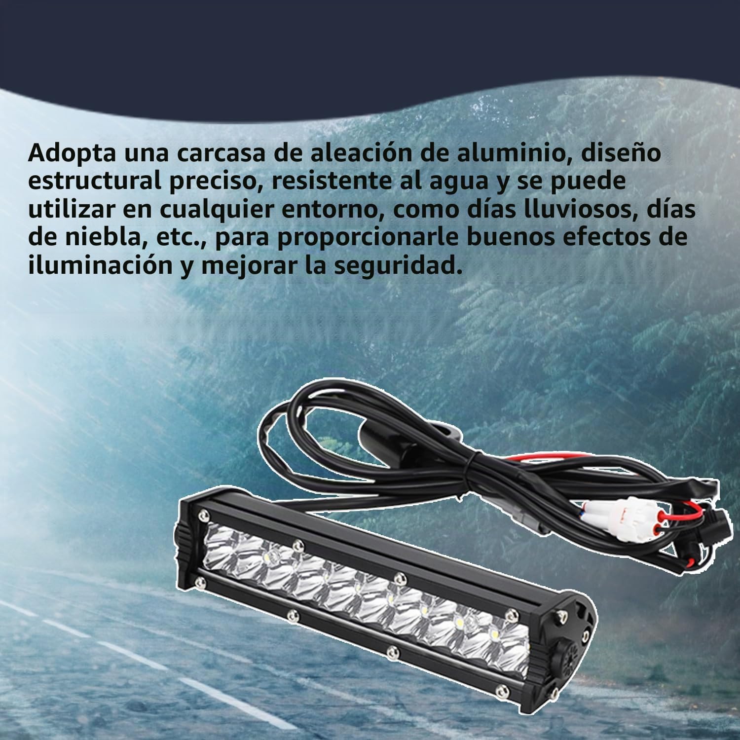 Barra de luz LED doble fila 8 pulgadas, 10-30 V, luz impermeable todoterreno con kit de arnés, universal para manillares 7/8 pulgadas YZ125 YZ250F WR250F