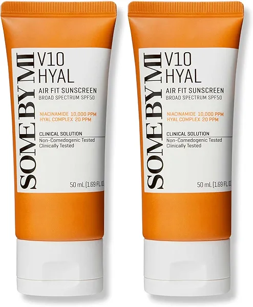 SOME BY MI V10 Hyal Air Fit Sunscreen SPF 50 – Pack of 2 – Korean Centella Sunscreen for Face with UV Protection – Non-Greasy, No White Cast, No Eye Irritation for Sensitive Skin – Korean Skin Care