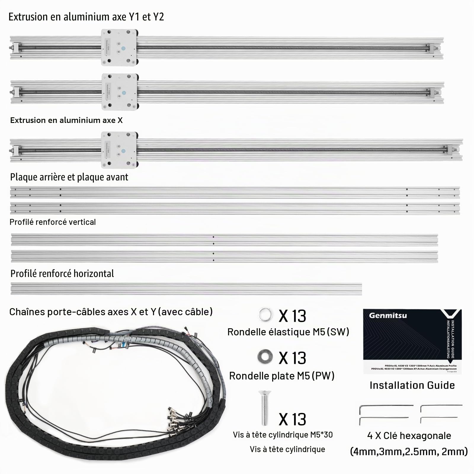 Genmitsu 1318 x 1311mm XY-Axis Extension Upgraded Accessories Kit for CNC Router Machine PROVerXL 4030 V2