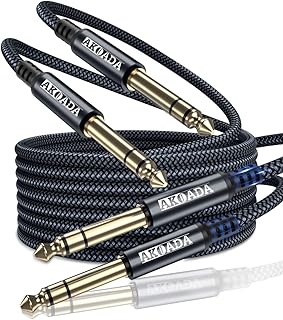 AkoaDa 1/4 Inch TRS Instrument Cable 10ft 2Pack 6.35mm Guitar Bass AMP Cord 6.35mm 1/4 TRS Balanced Stereo Audio Male to Male Cable for Electric Guitar,Bass,Keyboard,Mixer,Amplifier,Speaker