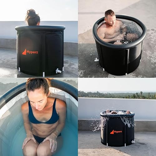 Miniatura 6 de HYPERZ Baño de hielo portátil para entrenamiento de terapia de agua fría, bañera de recuperación de atletas, bañera de inmersión fría (negro)