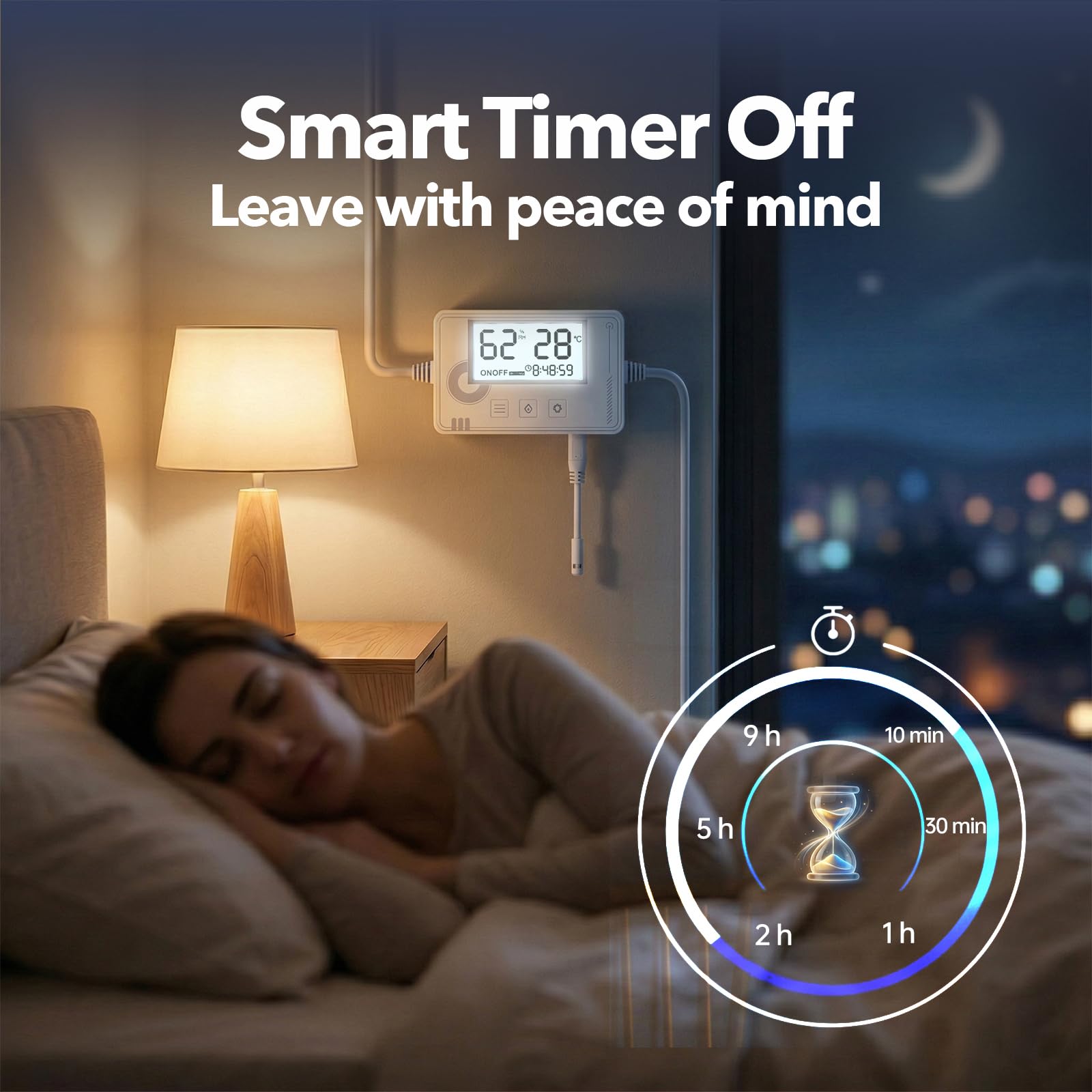 Hygrostat mit Temperaturregelung, Timer und 24h Modus, mit Fernbedienung, automatische Steuerung von Ventilatoren/Abluftventilatoren für Bad, Keller, Gewächshaus (bis 100W, 220–240V)