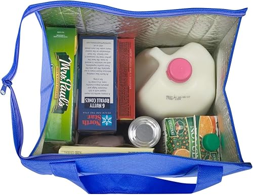 Miniatura 3 de Hannah Bolsa de compras inteligente aislada de gran capacidad y resistente, fuerte y reutilizable (paquete de 2, rojo y azul), Azul, Rojo