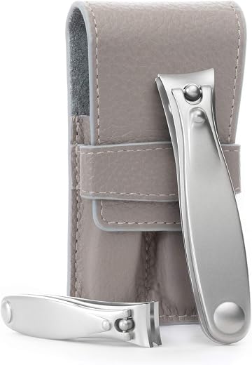 GERMANIKURE Nail Clippers Set in Gray Leather Case ââ‚¬â€œ Ethically Made in Solingen Germany, FINOX Stainless Steel Tools...