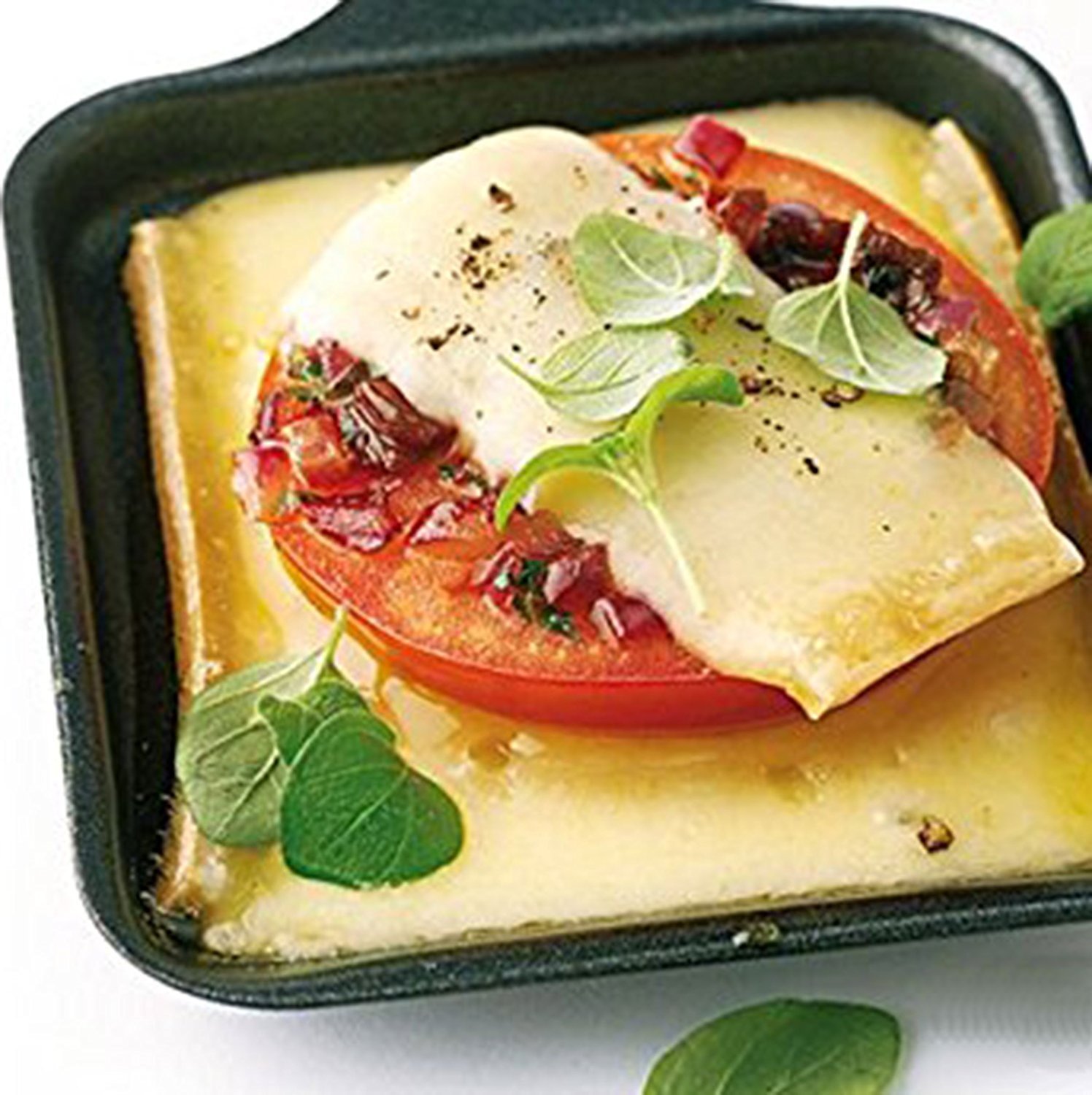Lot de 4 mini poêles à raclette en acier inoxydable de forme carrée sans revêtement avec poignée en bambou