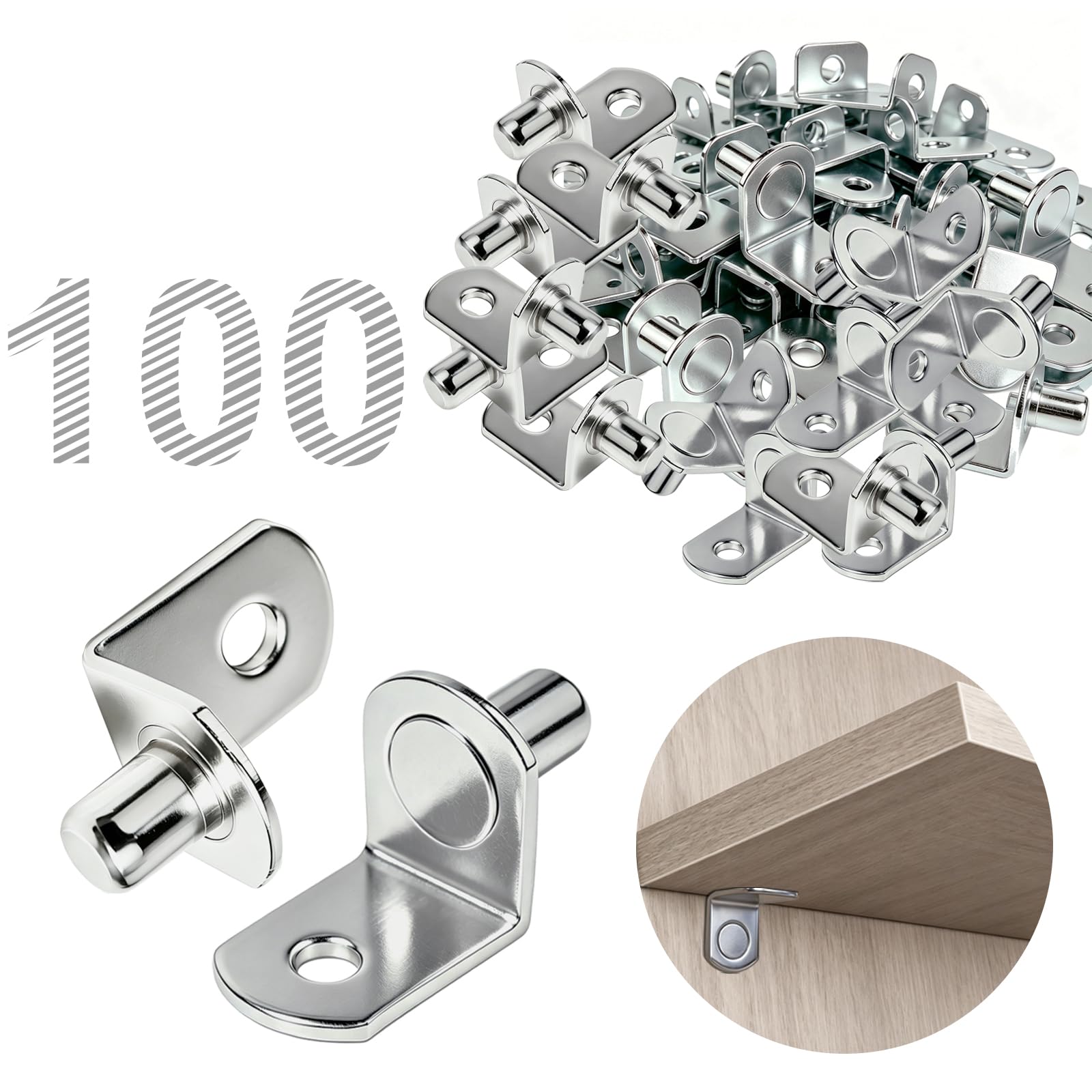30PCS 5mm Shelf Pegs, Metal Shelf Support Pins for Cabinets, Bookcases, Closets and Furniture, Nickel Plated Shelf Holders (Spoon Shaped) — Amazon image 9