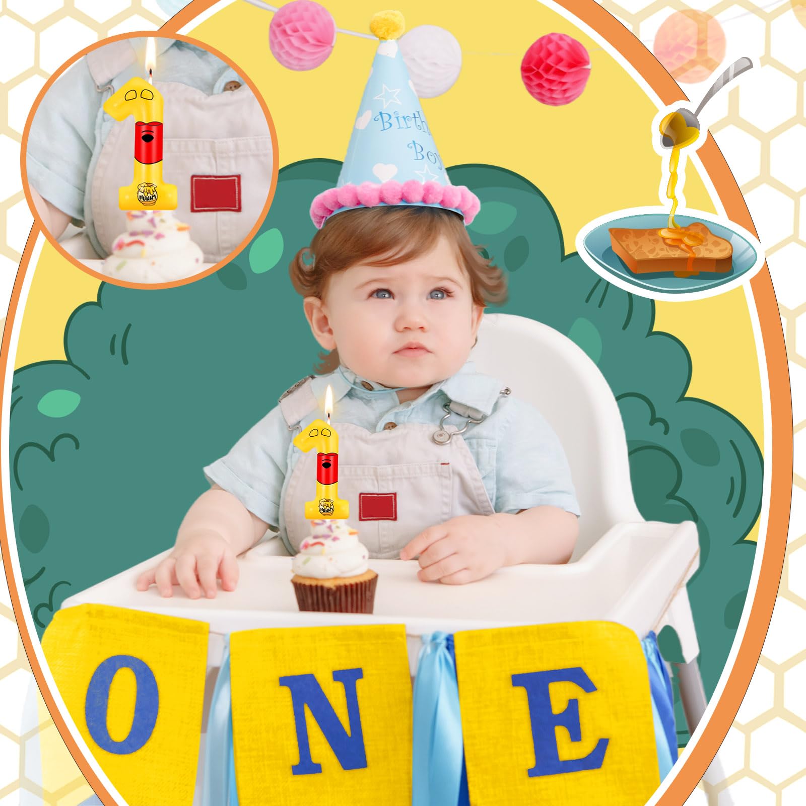 Adorable Yellow Bear Number 1 Birthday Candle - Perfect For Pooh Theme Parties & Baby Showers