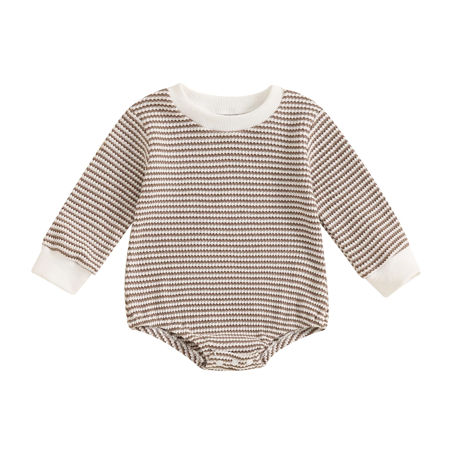 VISGOGOUnisex Baby Boy Girl Romper Waffle Newborn Infant Onesie Clothes Long Sleeve Bubble Oversized Romper Bodysuit Top