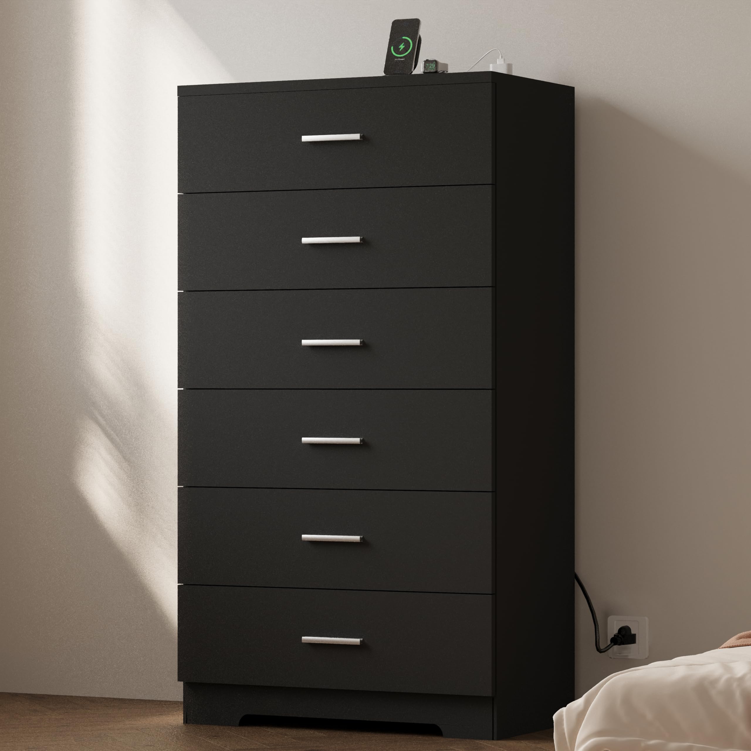 AXCIGOC Tall Dresser with Power Outlets