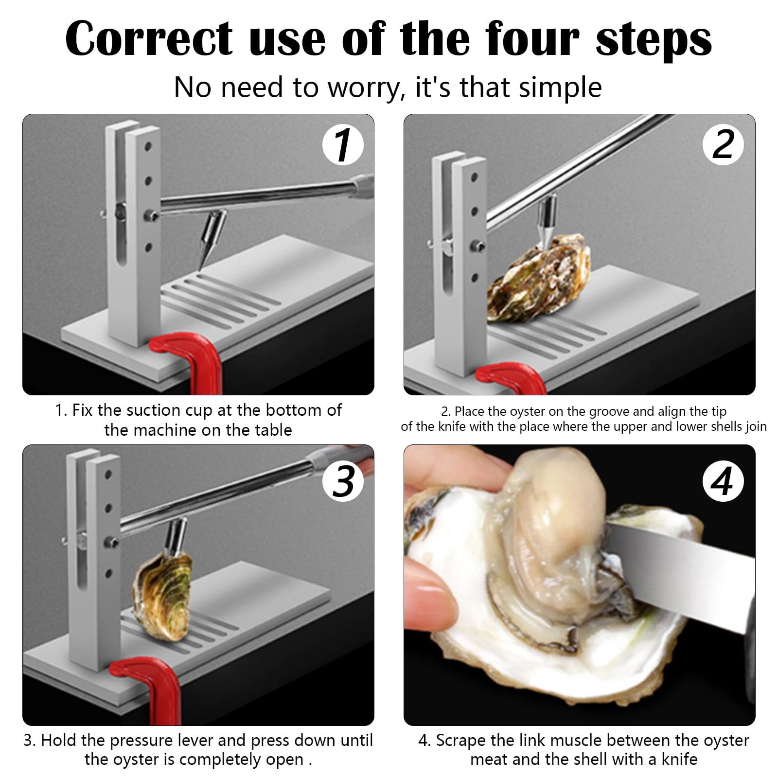 Outil à HuîTres En Acier Inoxydable, Ensemble De Couteaux à HuîTres Ouvre-HuîTres Oyster Shucker Avec Hauteurs RéGlables, Avec 2 Couteaux à HuîTres Et Un Outil De Fruits De Mer De Gant