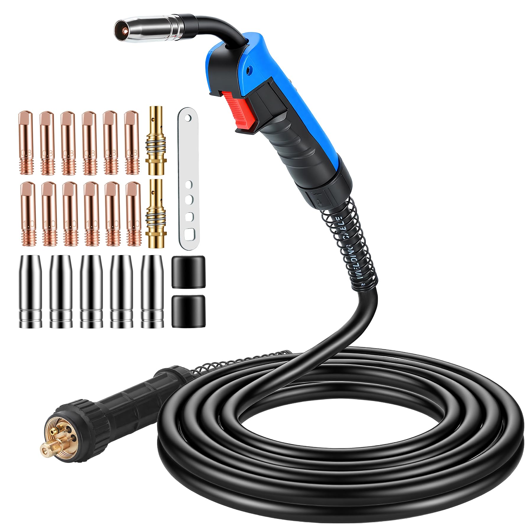 Schlauchpaket Schutzgas, MB15AK 4M MIG/MAG Schweißbrenner mit 22-tlg. Verschleißteile Set, Reine Kupferverbindungen & Ergonomischer Griff, für CO²-Schweißen in Werkstatt und Industrie