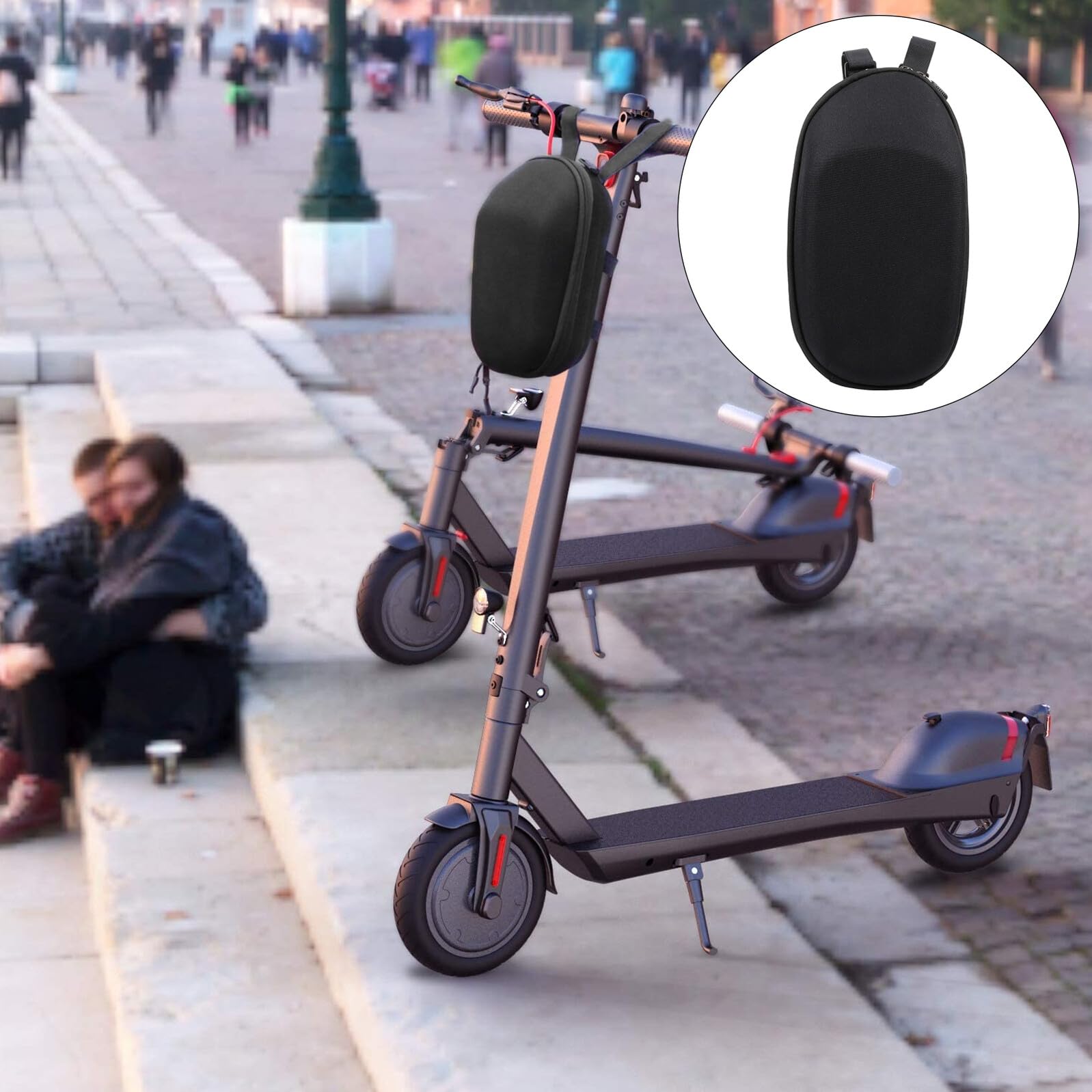 Borsa Manubrio Bicicletta con Chiusura a Zip Resistente e Leggera Grande Capacità Facile da Installare per Accessori Bici Corsa e Commuter Nero