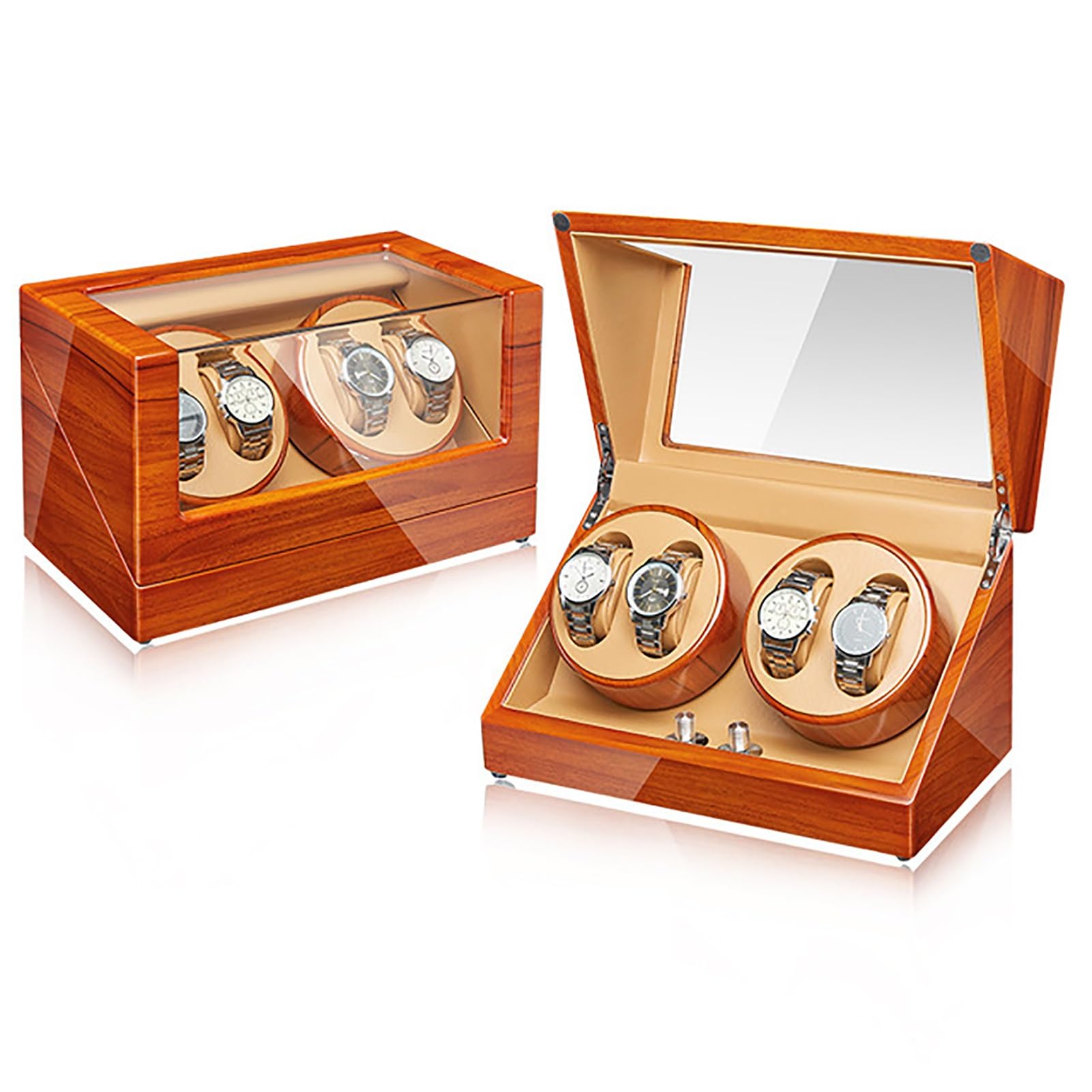 MYUYEE Automatic Watch Winder For 4 Watches Electric Rotating Winding Watch Shaker Box With Quiet Motor Self-Winding Mechanical Watch Storage Display Case (H)