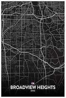 CFIOZYOS Black And White Map Broadview Heights OH City View Abstract Road Modern Map Art Print Poster Wall Office Home Decor Minimalist Line Art Hometown Housewarming Unframe 16x24inch(40x60cm)
