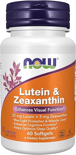 NOW Suplementos, luteína y zeaxantina con 25 mg de luteína y 5 mg de zeaxantina, 60 cápsulas blandas