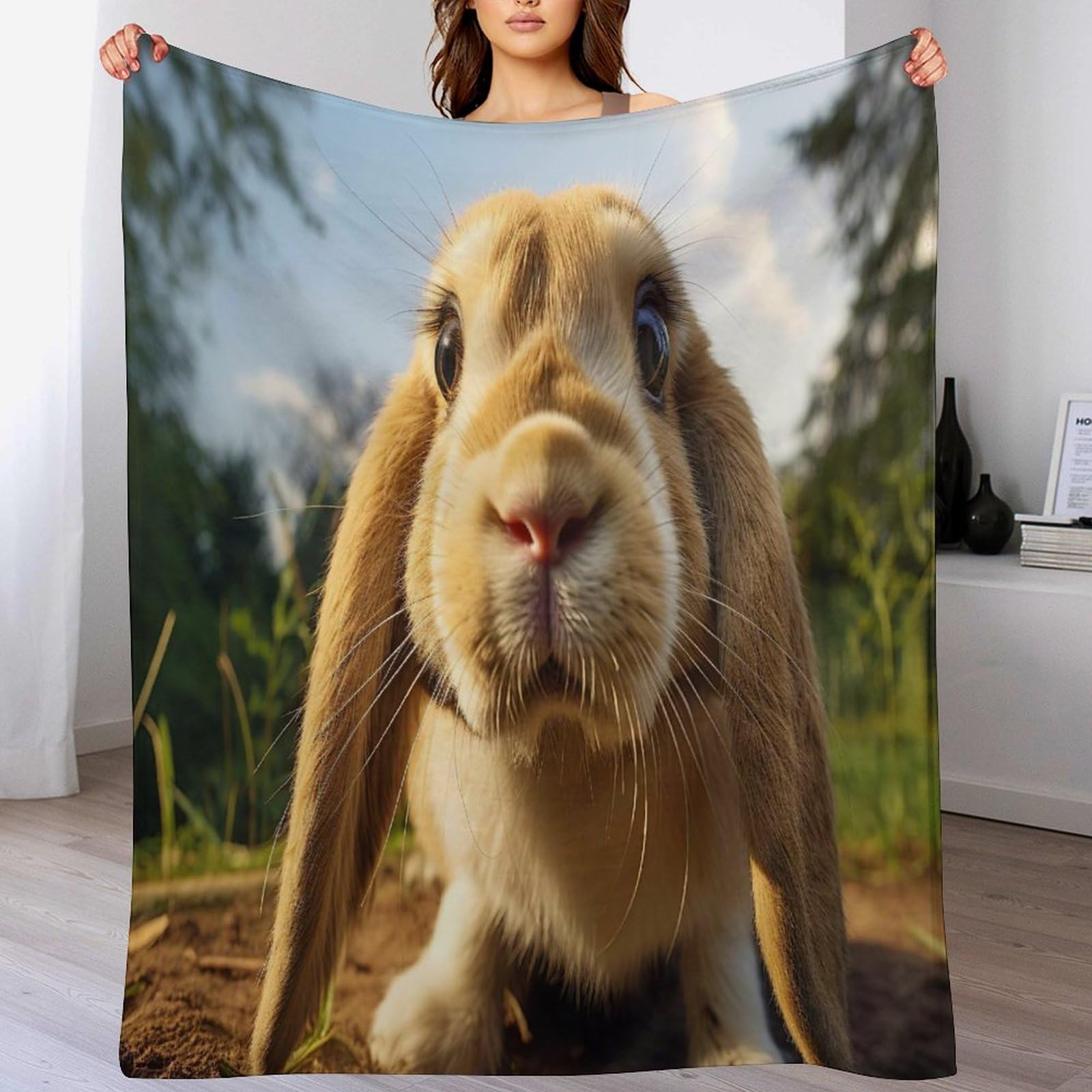 Manta de conejo franela sofá suave tacto peluche y multiusos ligera 1