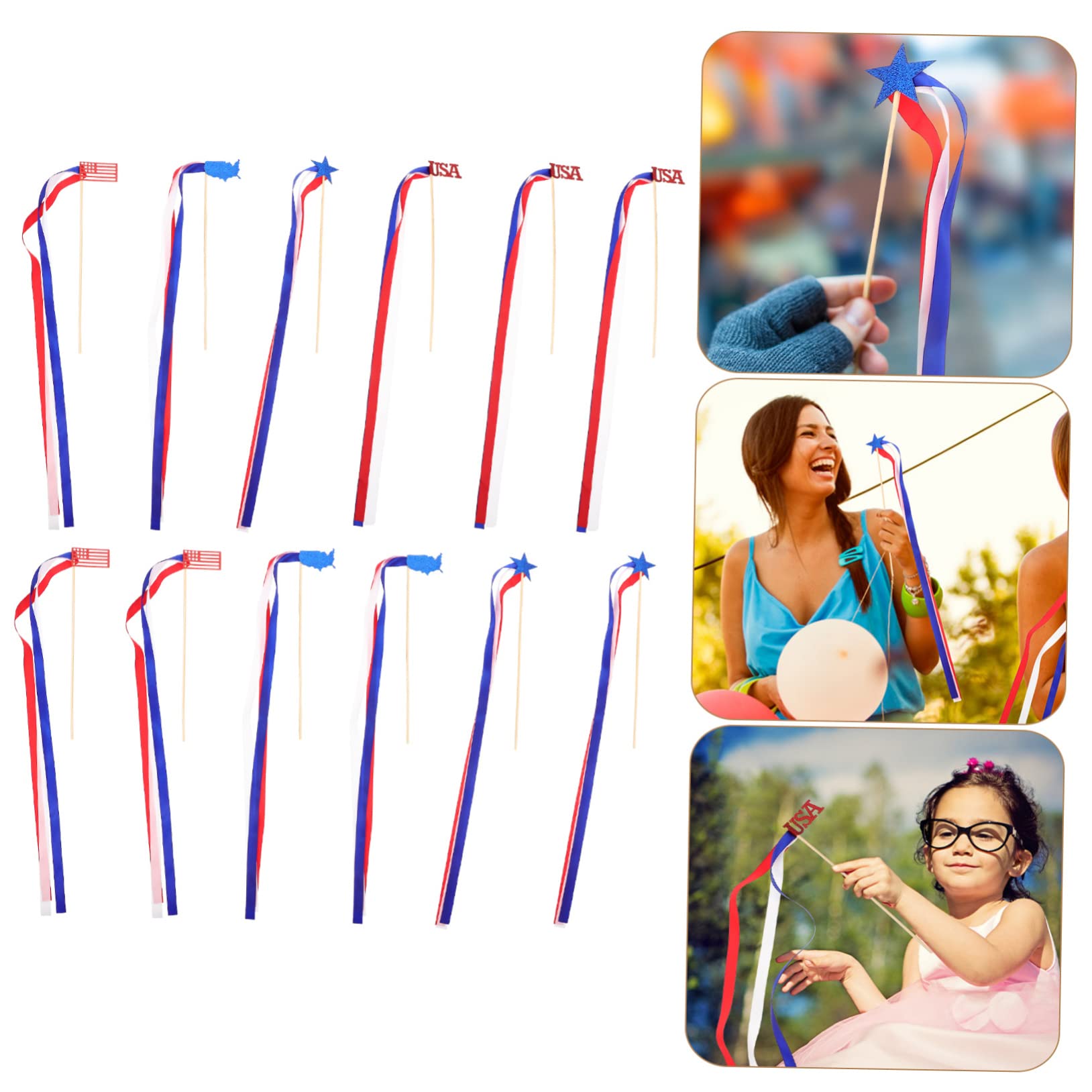 Amosfun 5 Juegos 5 Juegos De Varitas De Hadas Para El Día De La Independencia Serpentinas Para Fiestas Recuerdos De Fiesta Serpentinas Decorativas Para El Día De La 12 Uds * 5