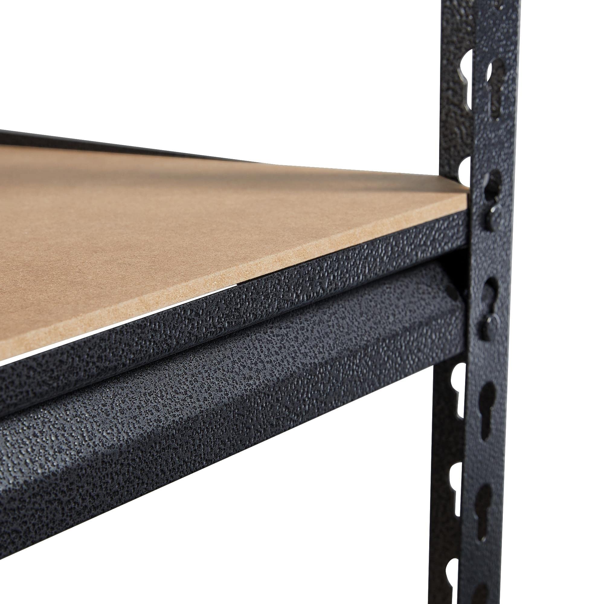 Yaheetech 5 Shelves Heavy Duty Storage Shelves Basement Shelving Tool Shelving Up to 320 kg Per Compartment for Garage/Kitchen, MDF Panels and Metal, Black, 90 x 45 x 186 cm