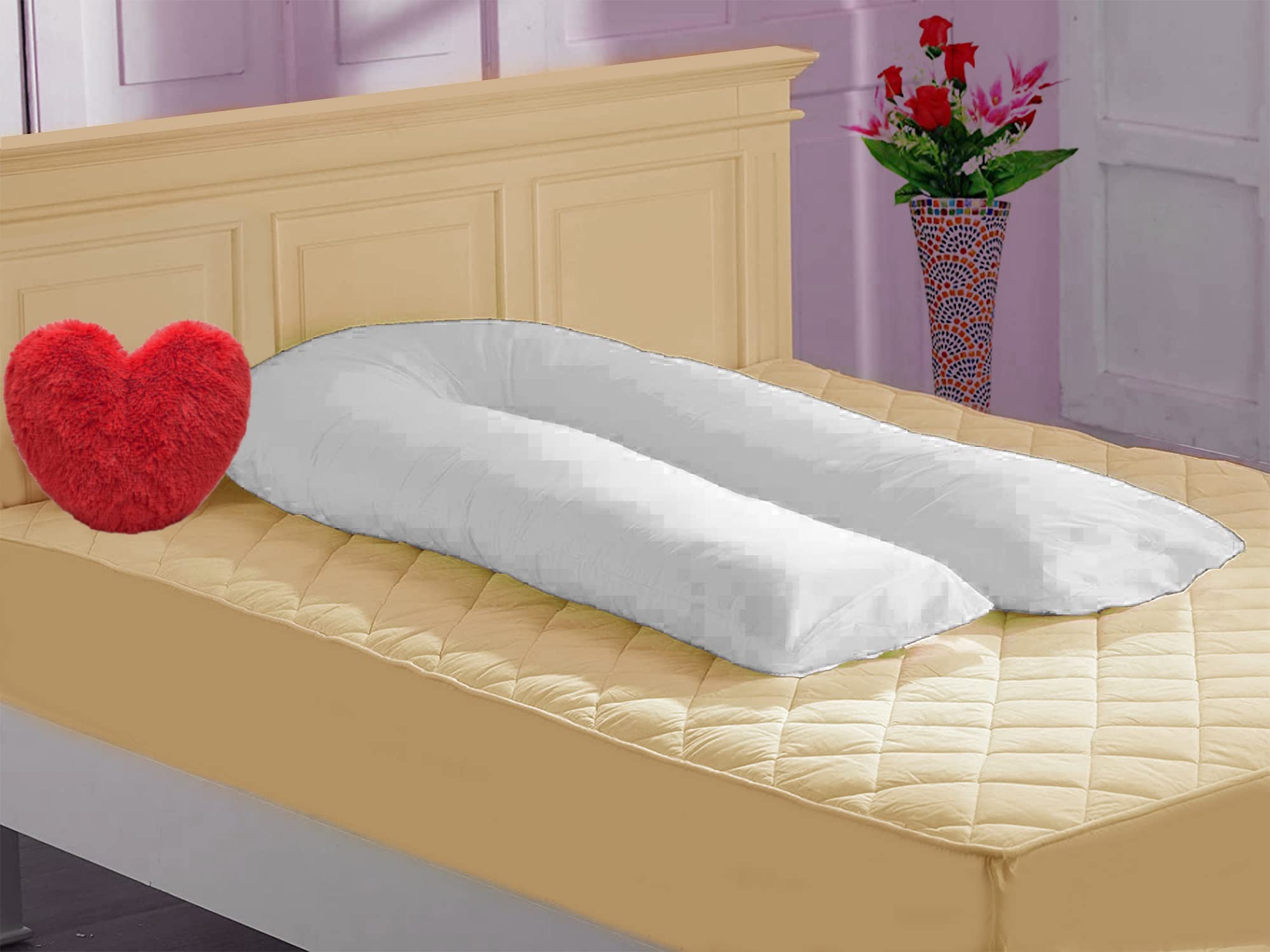Comfort Collections Almohada de maternidad en forma de U de 9 pies y funda de almohada de apoyo corporal (blanco)