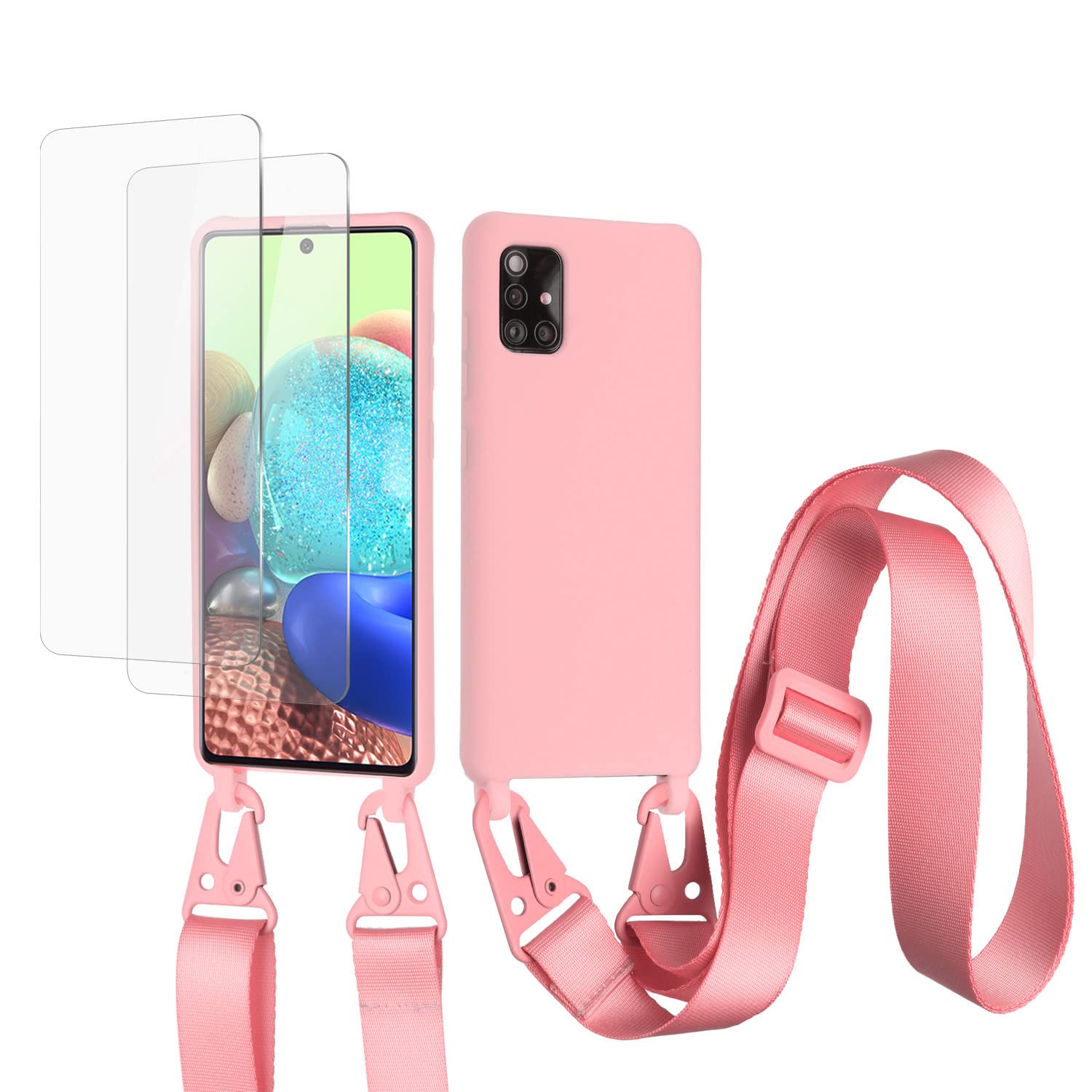 vrupin Funda Compatible con iPhone 13.con (2 x Protector Pantalla)con Cuerda Case con Ajustable Cordón.Silicona Líquida Funda-Loto Color — view 66