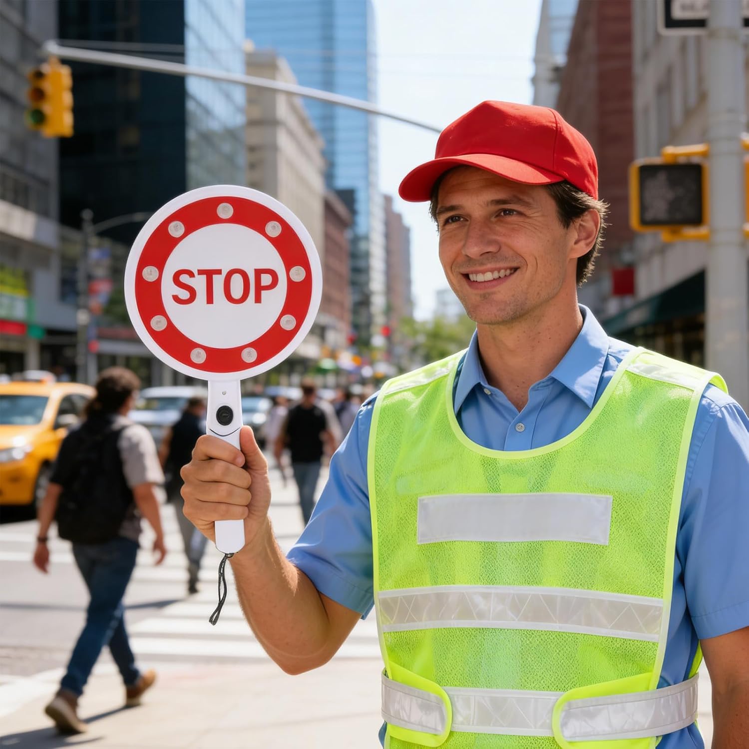 2pcs Stop Signs: LED Handheld Stop Signs - Double Sided Traffic Paddles for Parking Garage Safety Warning - Portable Paddles for Traffic Control