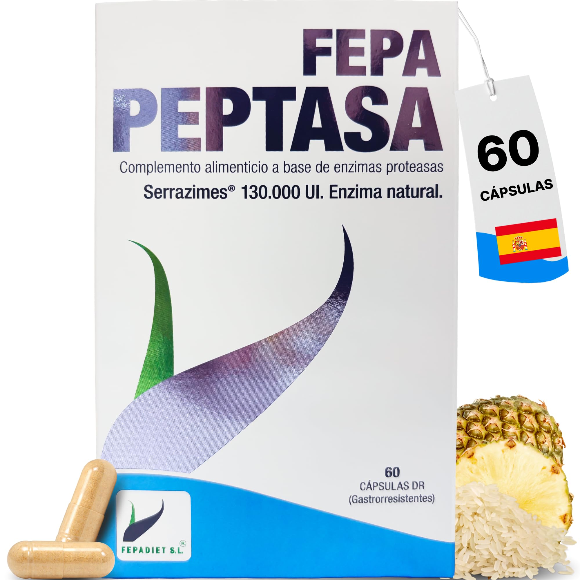 Peptasa FEPA – Serrazimes – 60 Capsule – Integratore Alimentare con Enzimi Proteolitici – Supporto al Benessere Generale e all'Equilibrio dell'Organismo – Capsule per Uso Quotidiano – Fepadiet