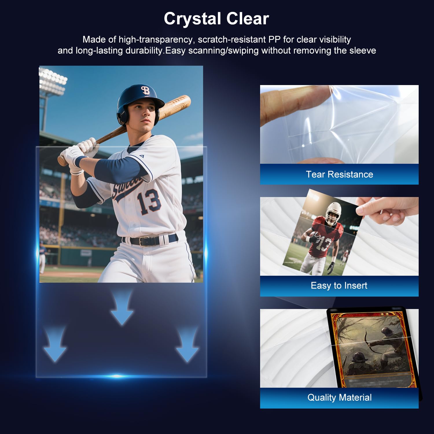 1000 fundas interiores suaves y transparentes de ajuste perfecto para tarjetas de intercambio, protector de ajuste exacto para TCG, deportes (baloncesto, béisbol, fútbol) y tarjetas coleccionables