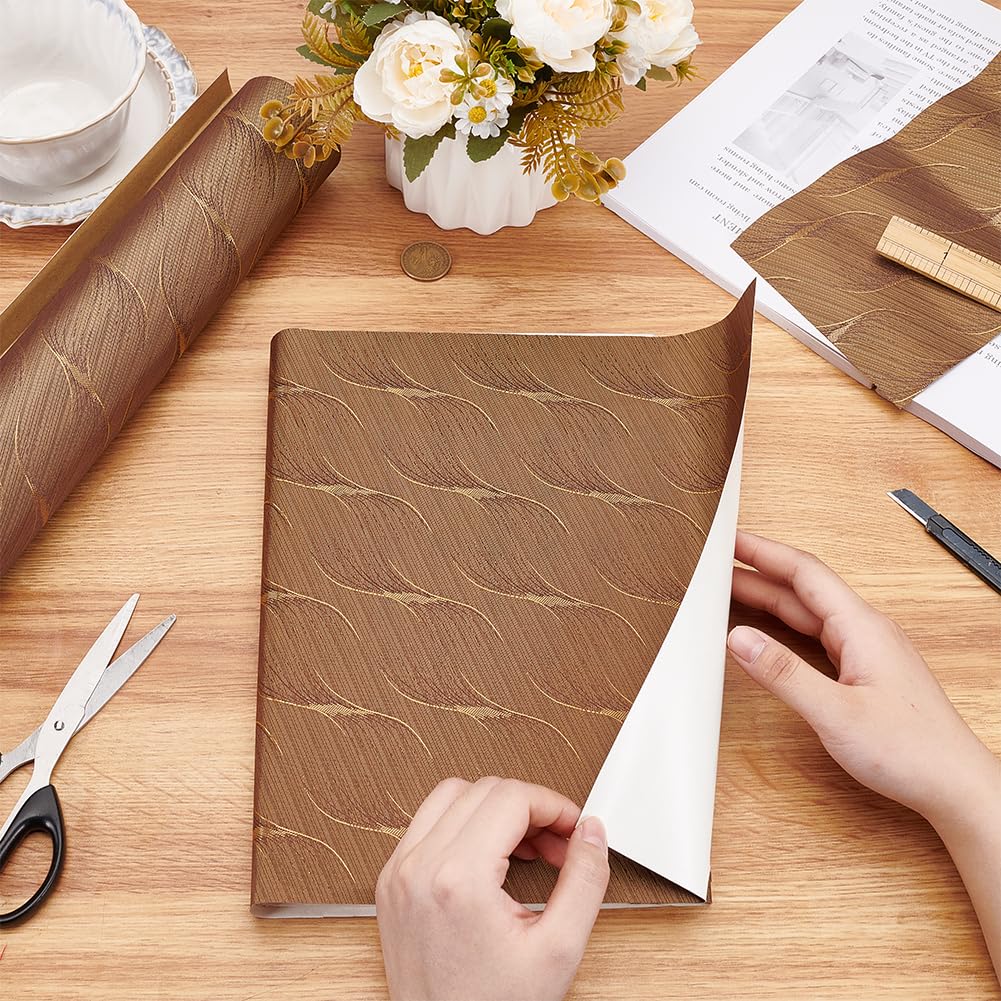 BENECREAT 120x40 cm Tissu de Reliure de Livre, Surface en Tissu de Couverture de Livre avec Dos Adhésif, Tissu de Livre en Verge D'Or pour la Protection du Livre, Artisanat Bricolage Scrapbooking