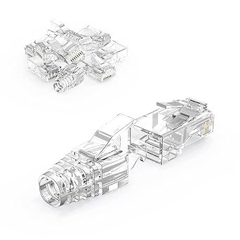 RIVER FOX Cat 6a RJ45 Plug with Hood Connector, Transparent ((PACK OF 100))