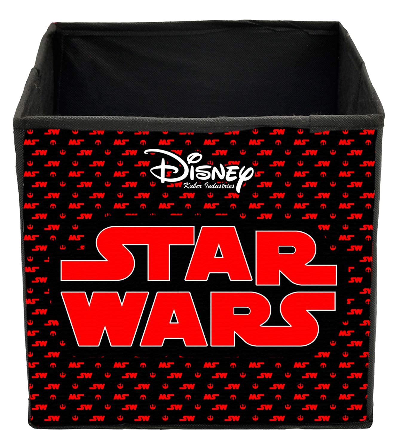 Kuber Industries Disney Star War składany kosz do przechowywania/sześcian/organizer na zabawki, ubrania i książki z uchwytami - opakowanie 3 szt. (czarny) -HS43KUBMART26294