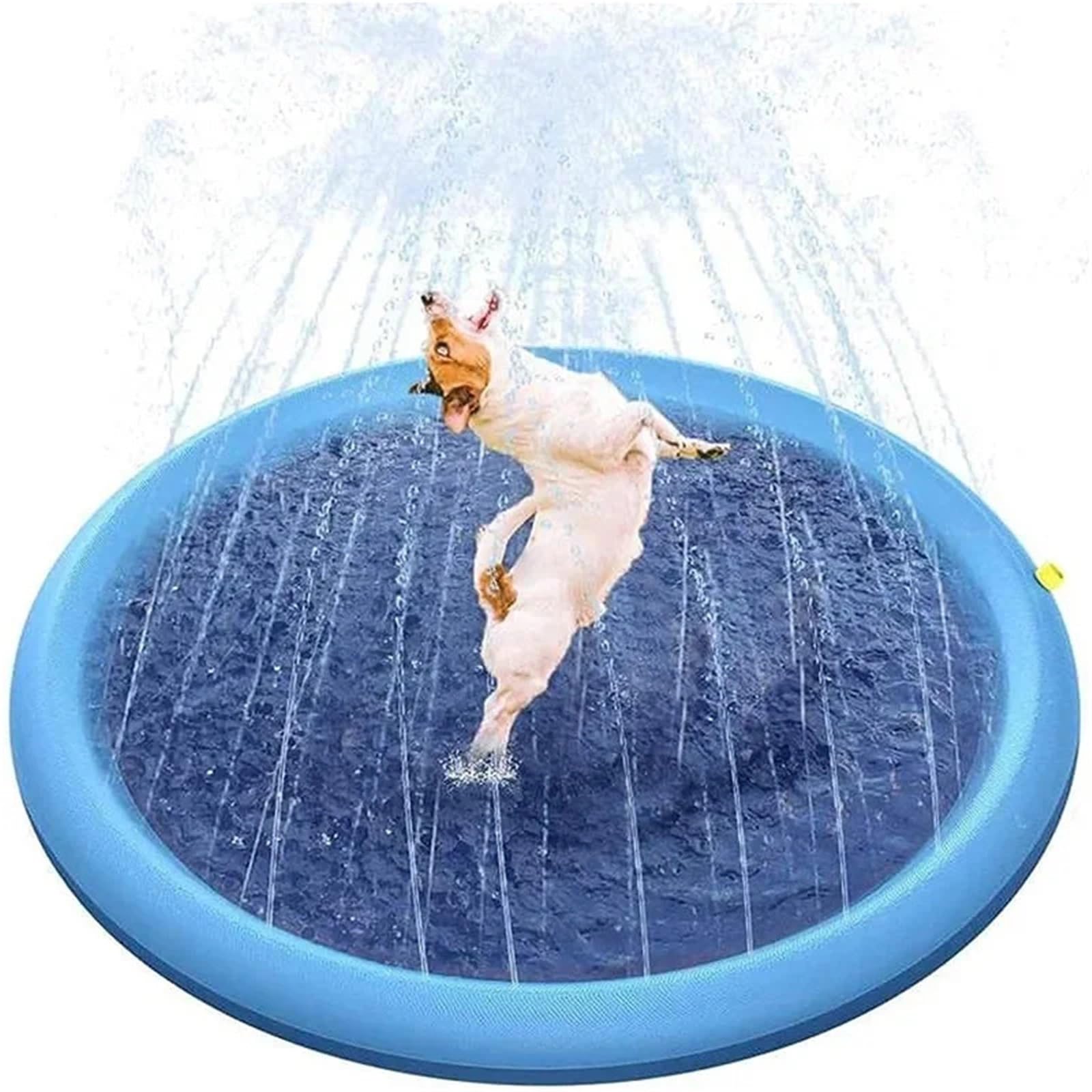 Shungong Inflatable Pet Swimming Pool - Summer Splash Pad For Dogs - Outdoor Water Play Mat For Fun Water Playtime(Dark blue,100CM)