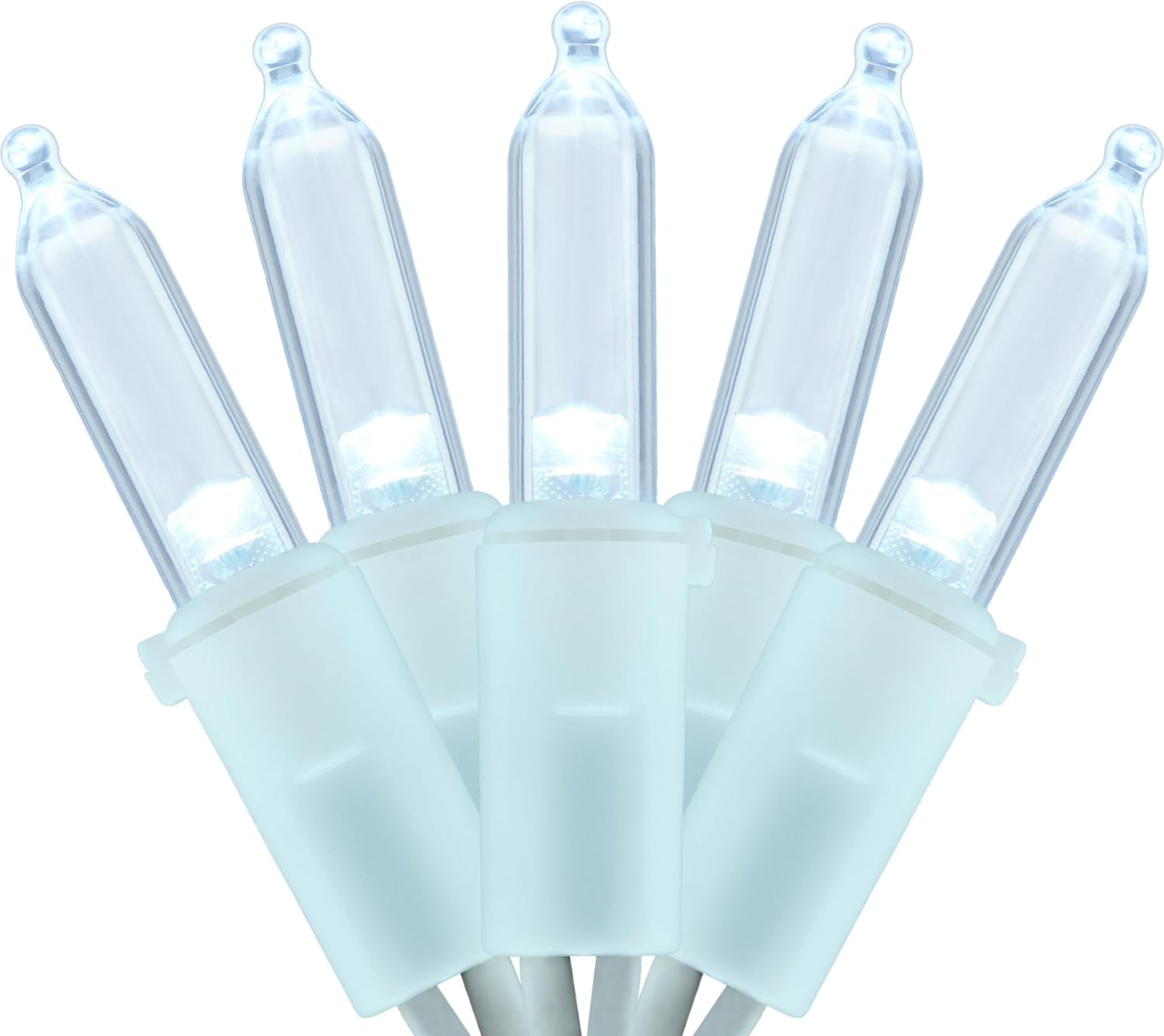 YULETIME Cool White LED Christmas Lights with White Wire