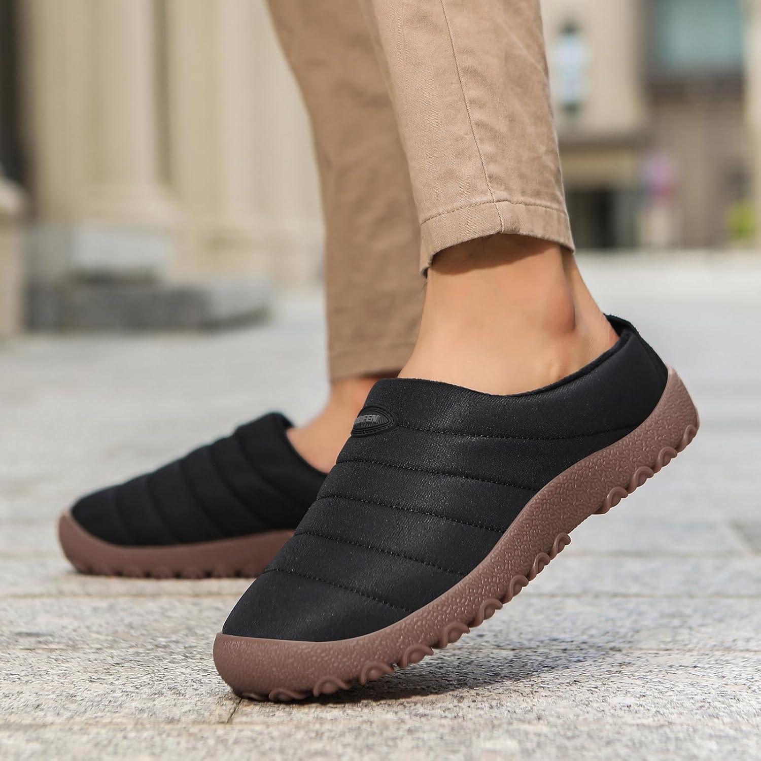 UBFEN Mens Womens Winter Warm Slippers with Fuzzy Plush Lining Slip on House Shoes Indoor Outdoor Anti-Skid Rubber Sole - Image 2