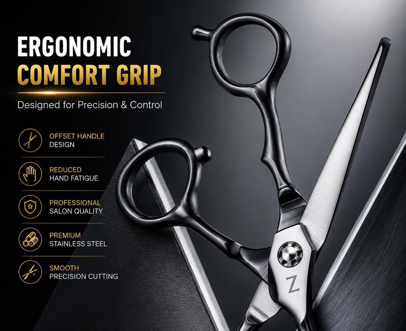 6-Zoll professionelle Haarschneideschere mit ultrascharfen Klingen, hochwertige Haarschere aus Edelstahl für und müheloses Schneiden, ideale Friseurschere für den Einsatz zu Hause und im Salon