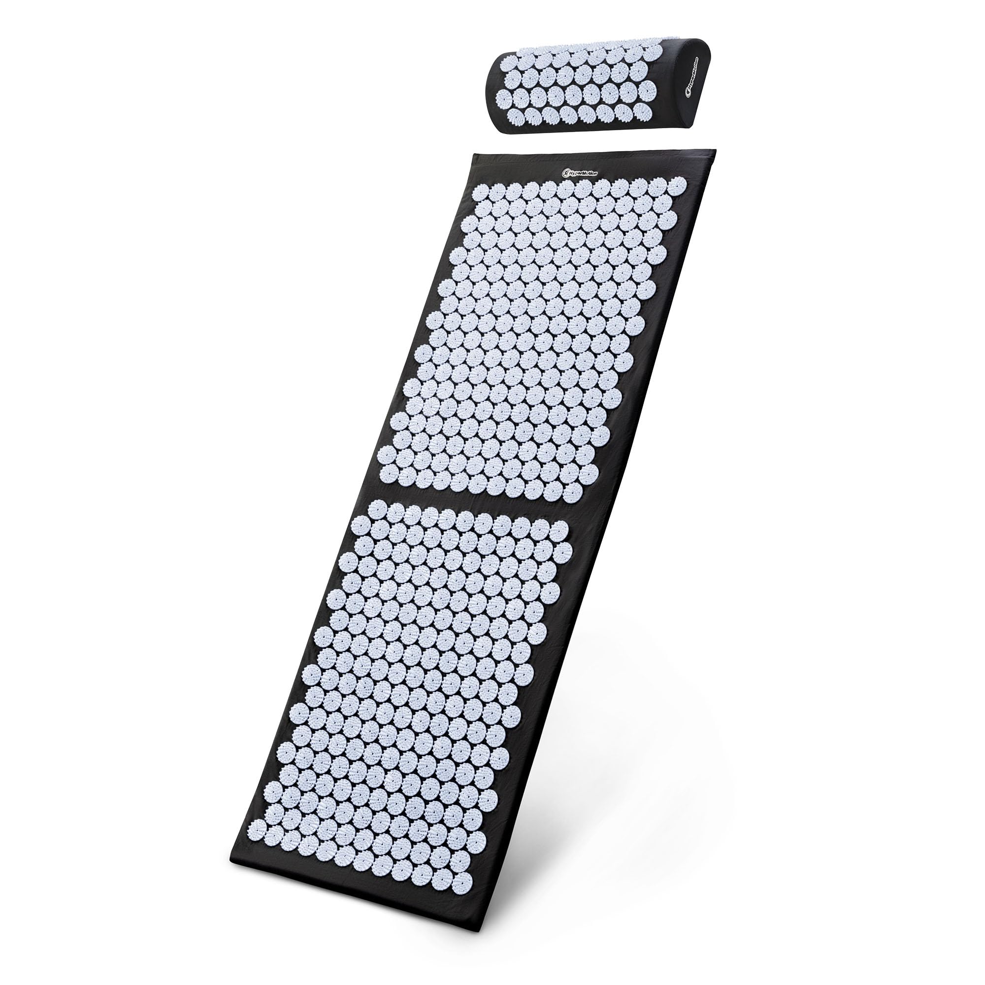 HyperMotion Akupressurmatte mit Kissen - Akupunktur Matte - Massagematte Ganzkörpermassage und Regeneration, Akupressurmatte Set für Entspannung Schwarz-Weiß, 130 x 50 x 2 cm