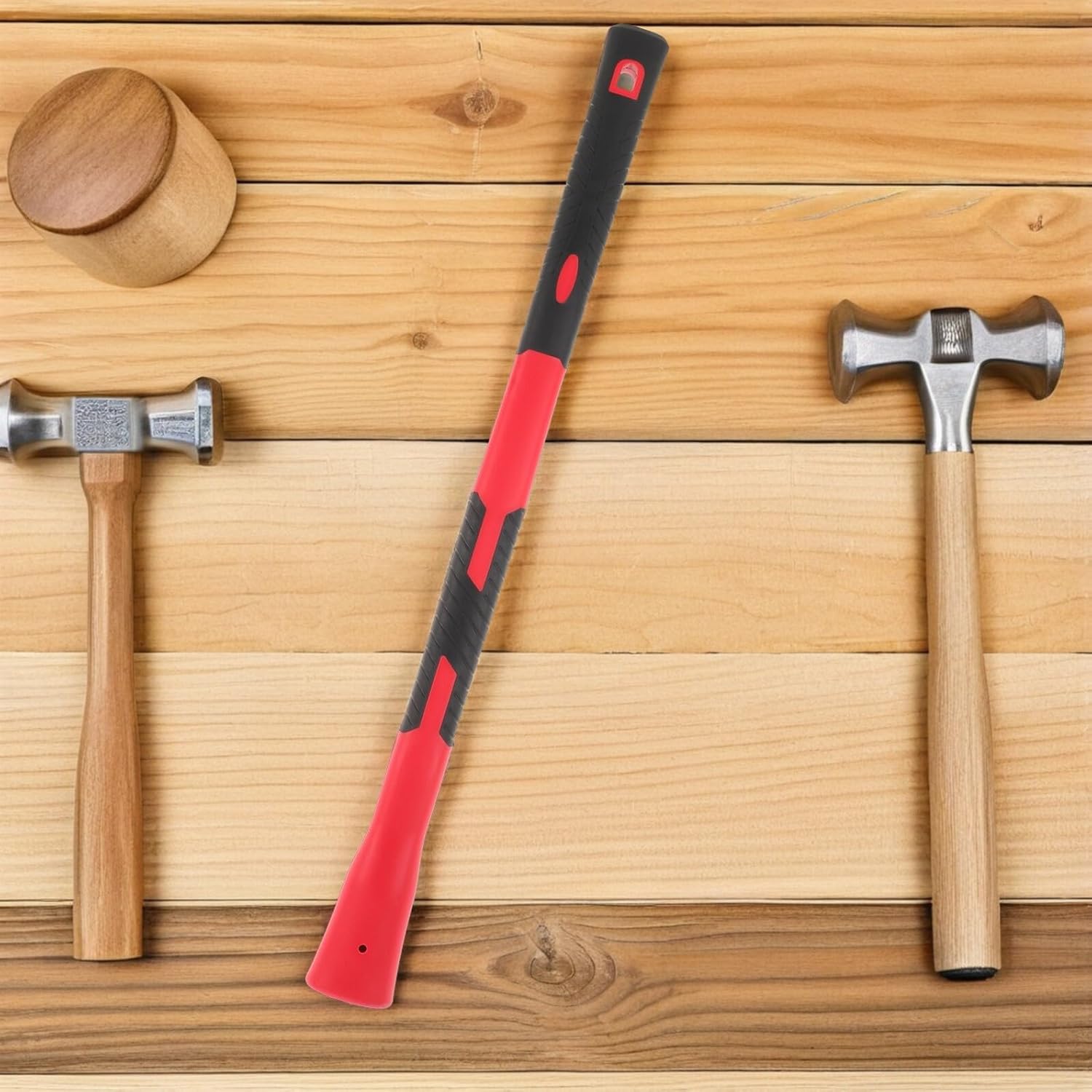 Luxshiny Plastic Handle Replacement for Ball Peen Tool and Hatchet, Red-Black Sturdy Plastic Grip, Multi-Purpose Industrial Hand Tool Handle for Masonry and Camping Use