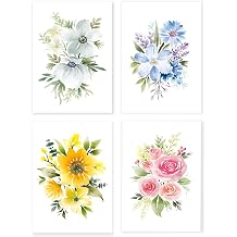 Blank Cards, 40 Pack Floral Pattern Thank You Greeting Cards with Peel-and-Seal Rustic Envelopes Size 4x6 Inch