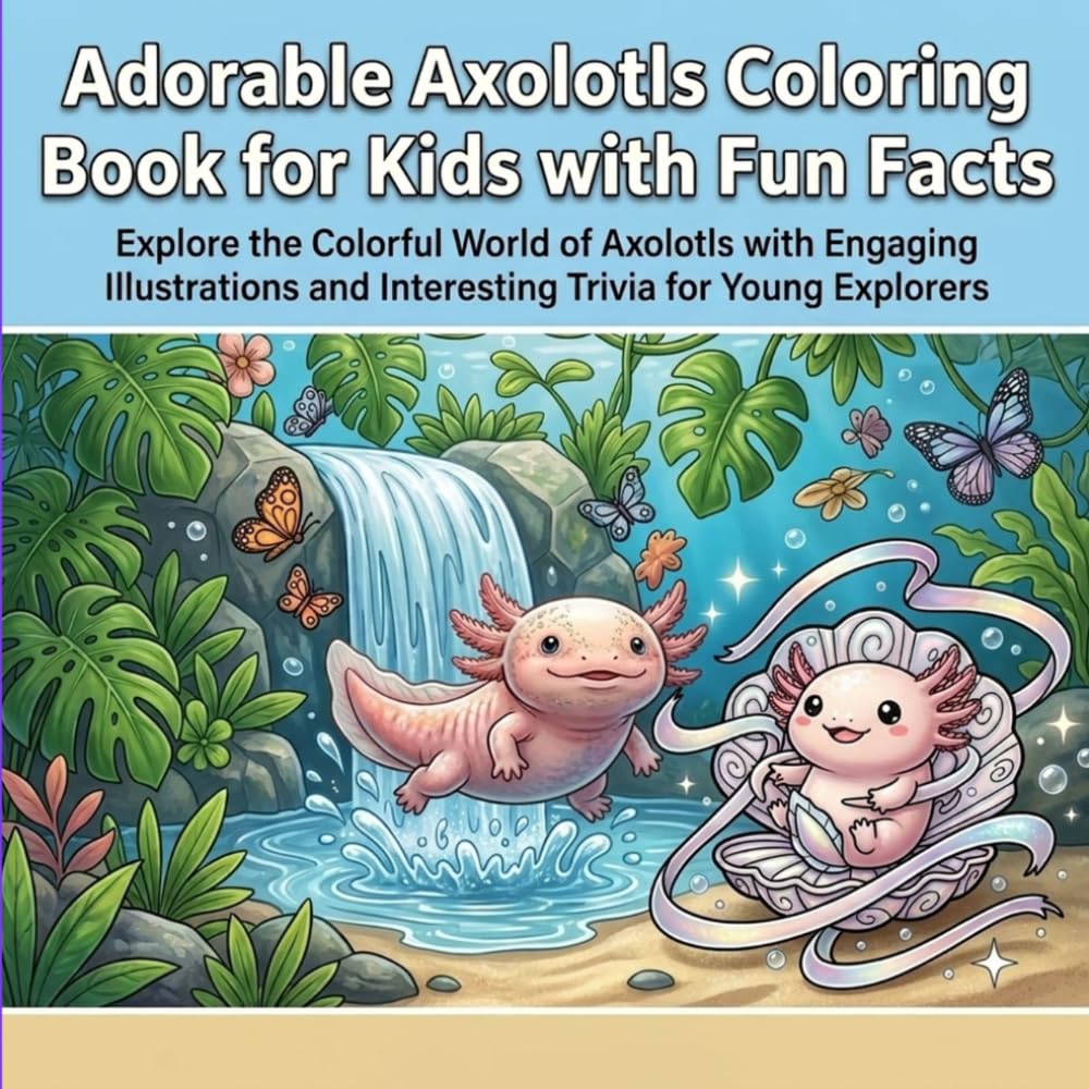 Adorable Axolotls Coloring Book for Kids with Fun Facts